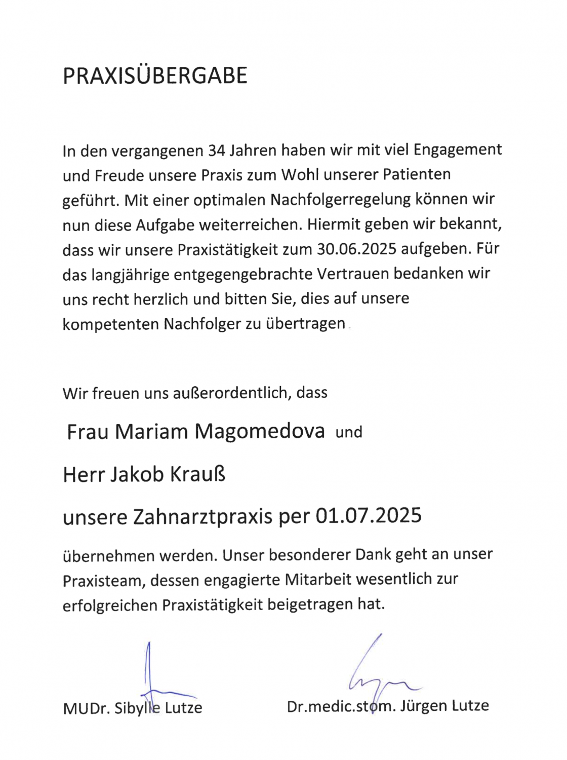 Praxisübernahme